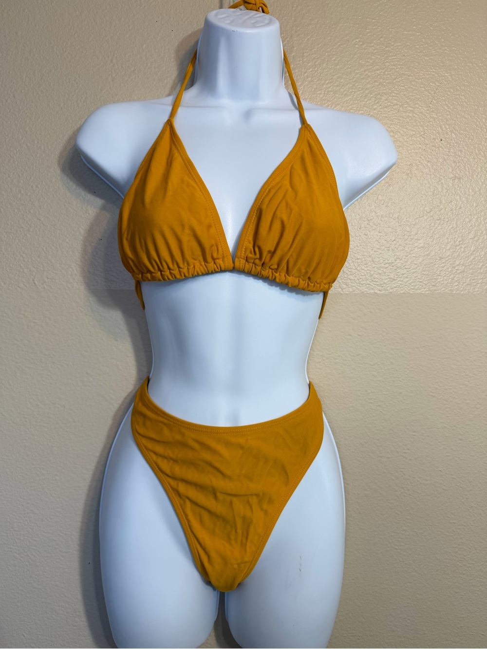 Mustard Yellow Triangle Bikini Set Large